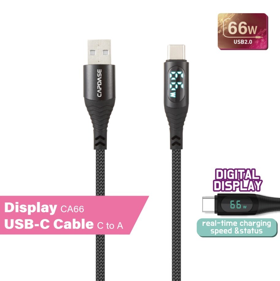 Capdase CA66 Display C to A USB-C Cable 充電線 (1.2m/2m) HC00-6601/HC00-6701