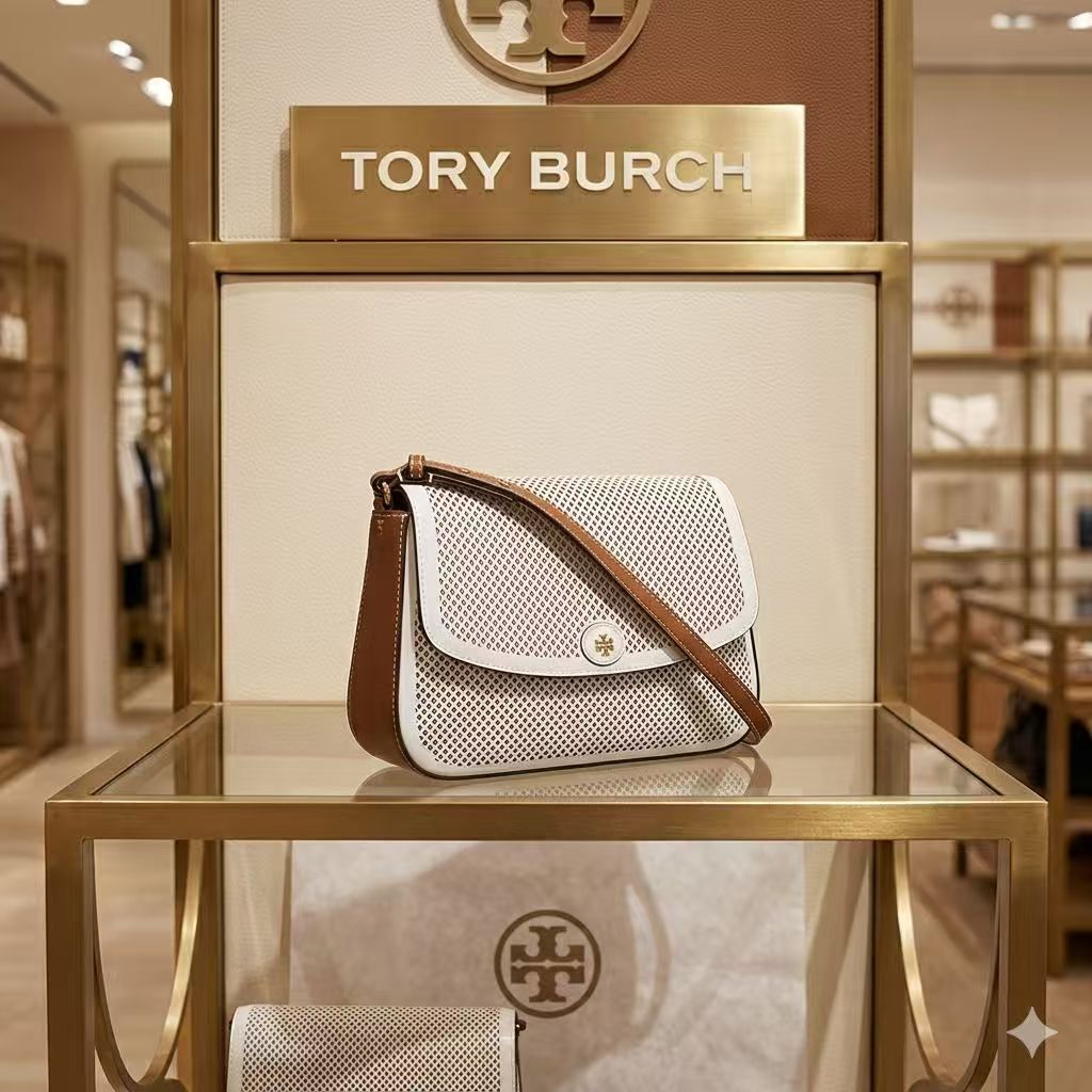 【預購】H042910 Tory Burch Emerson  白色鏤空撞色翻蓋肩背包