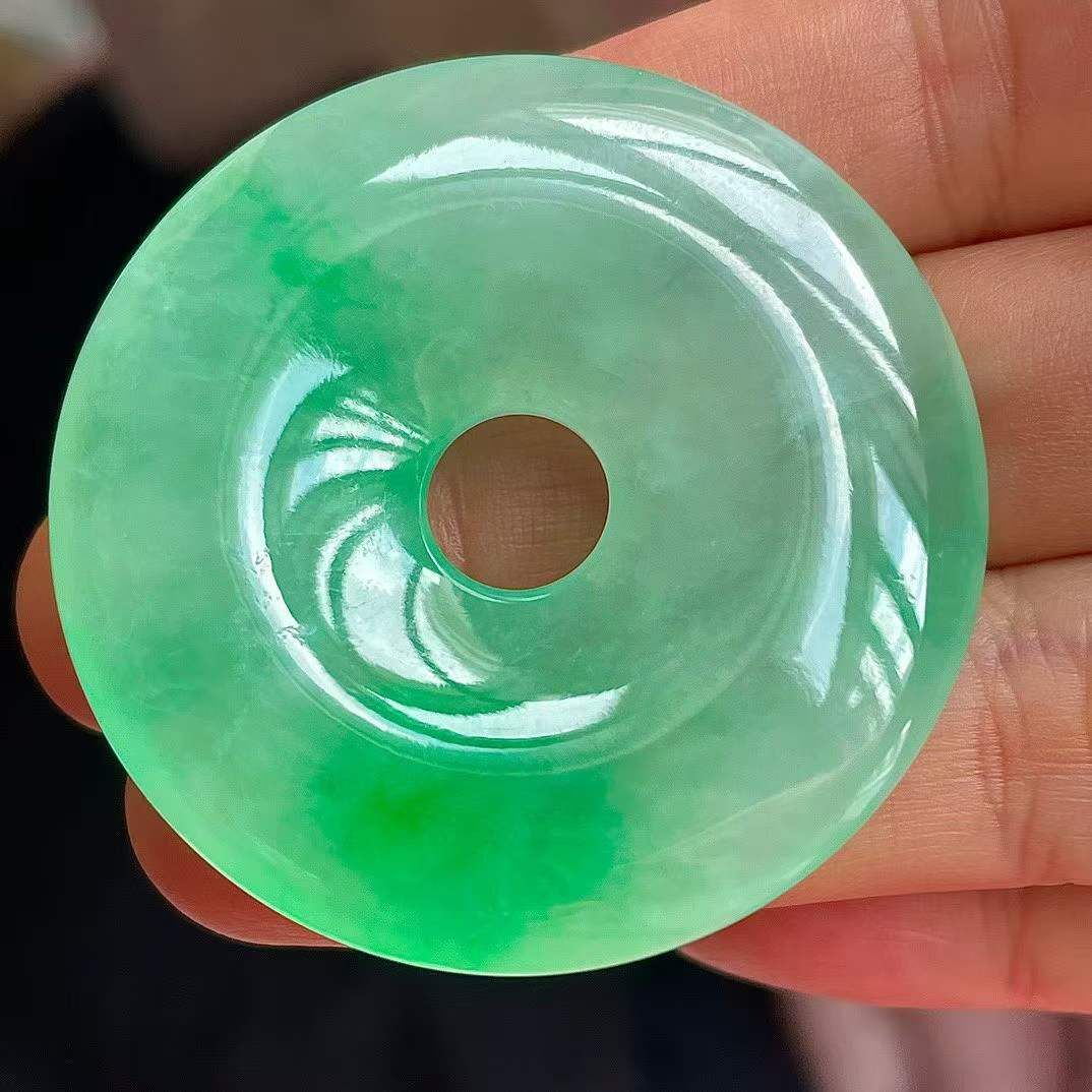 翡翠冰陽綠平安扣吊墜 (41.7mm直徑),天然翡翠A玉, 緬甸玉, Jade, Jadeite