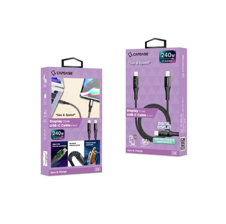 Capdase CC240 Display C to C USB-C Cable 充電線 (1.2m/2m) HC00-6401/HC00-6501