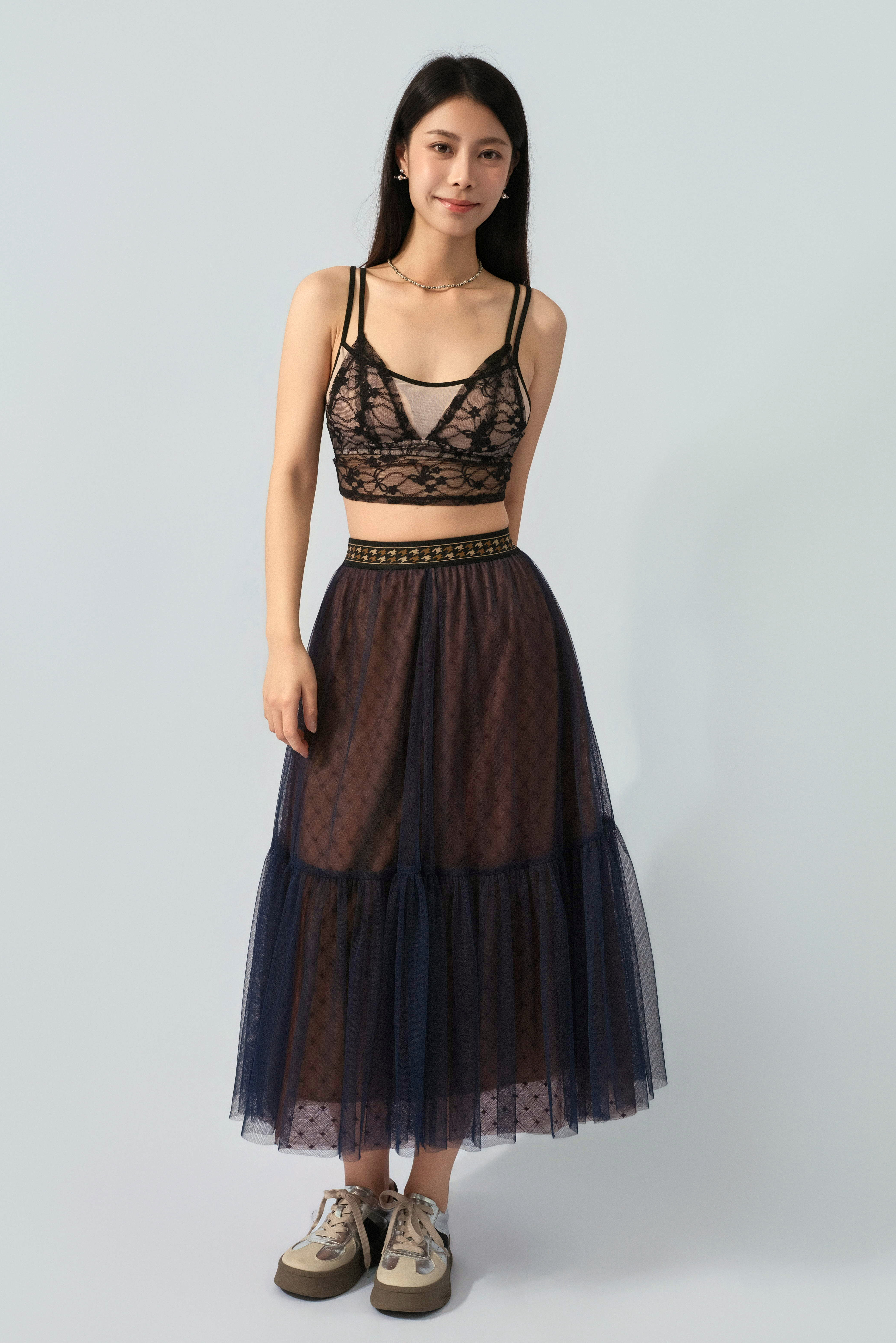 蕾絲網雙層bra top （ 預購產品）