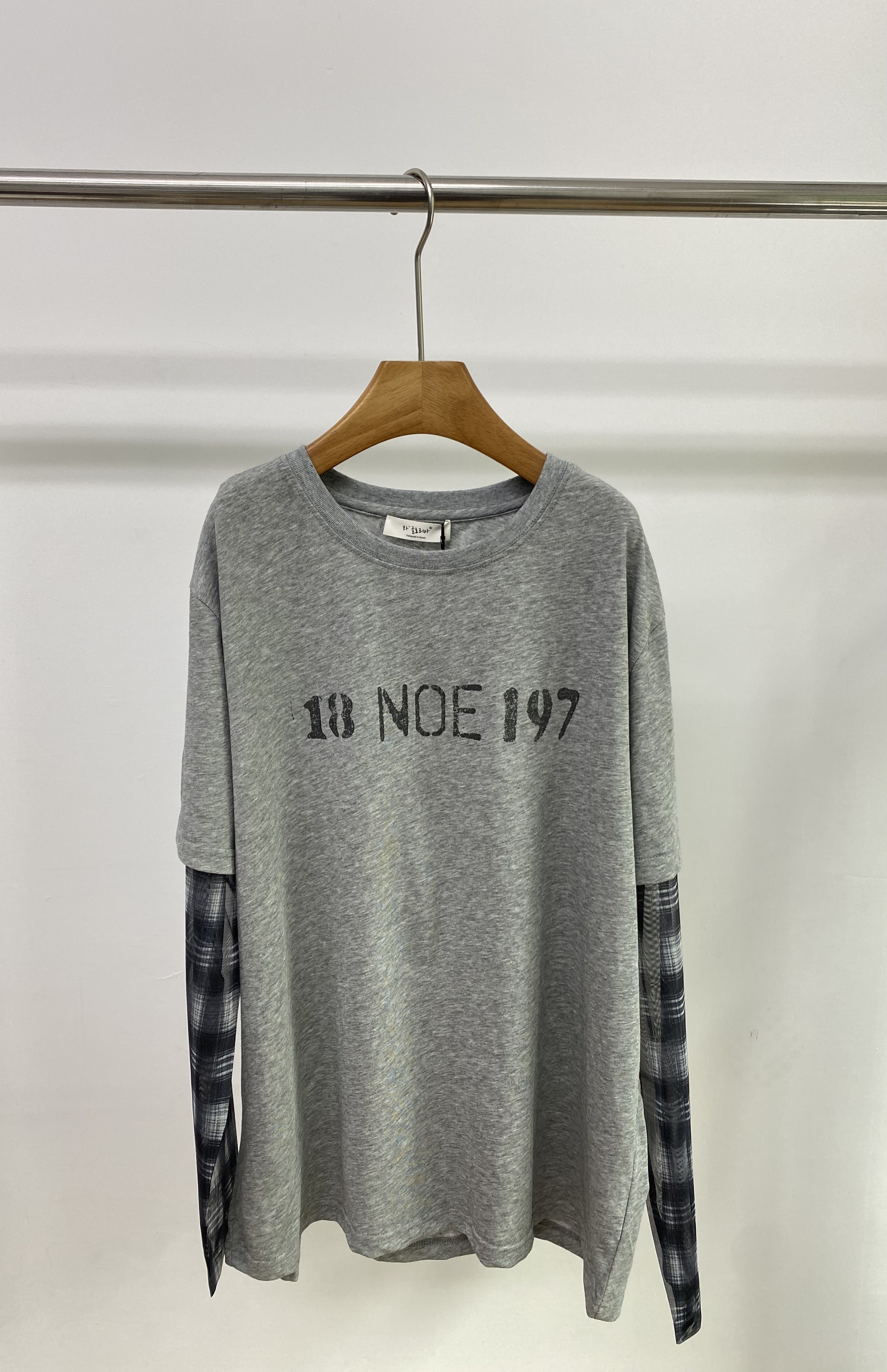 W00209網紗袖假兩件上衣