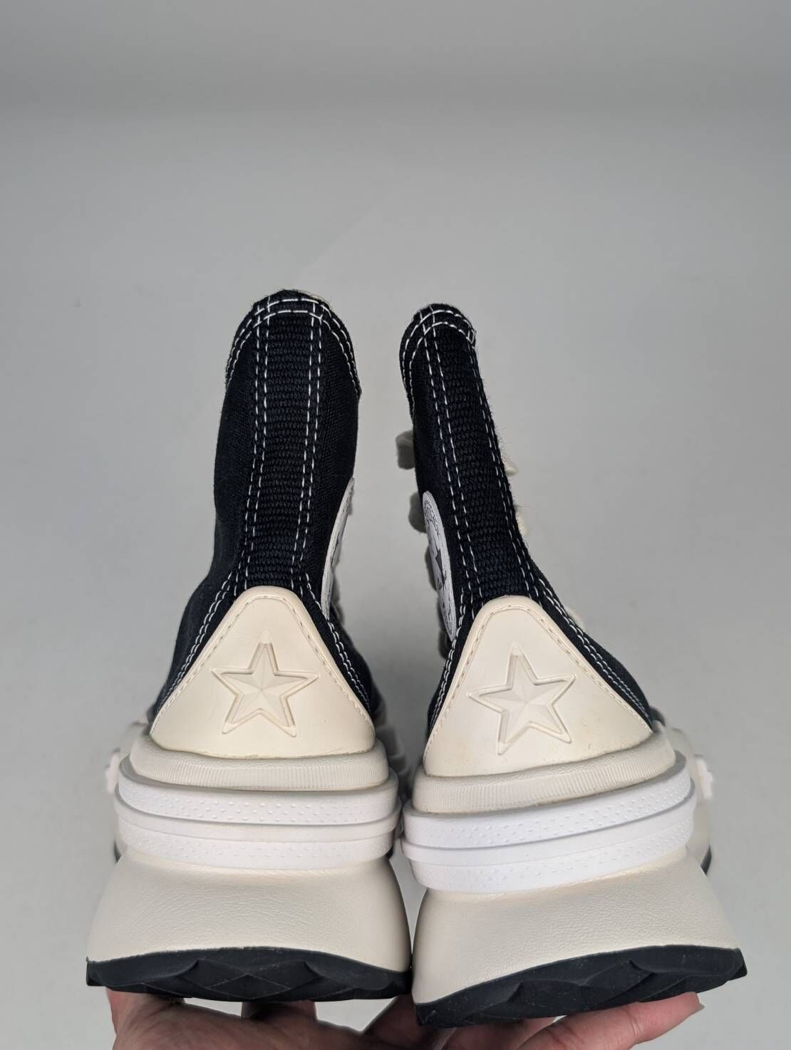 微瑕疵-左右鞋面泛黃 右腳鞋帶泛黃  A00869C 22CM CONVERSE RUN STAR LEGACY CX 高筒 黑色 男女段