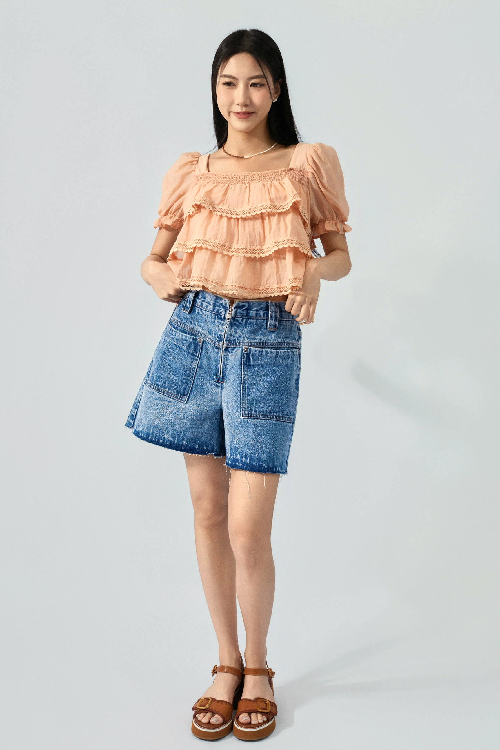 織帶邊搭帶扣厚底涼鞋（預購產品）