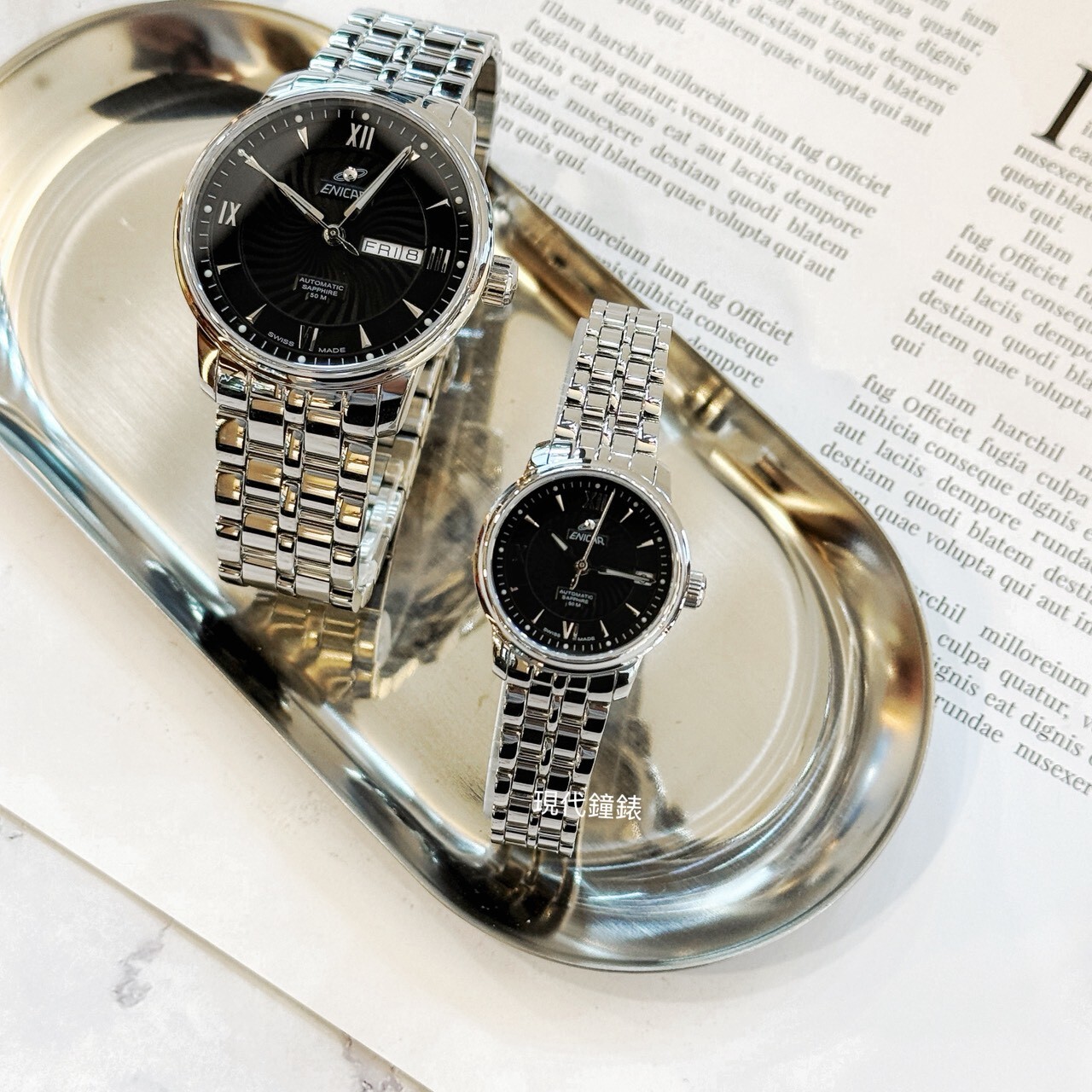 【ENICAR英納格】自動機械腕錶3168/50/351AB(41mm) /780/50/351AB(23mm) 現代鐘錶
