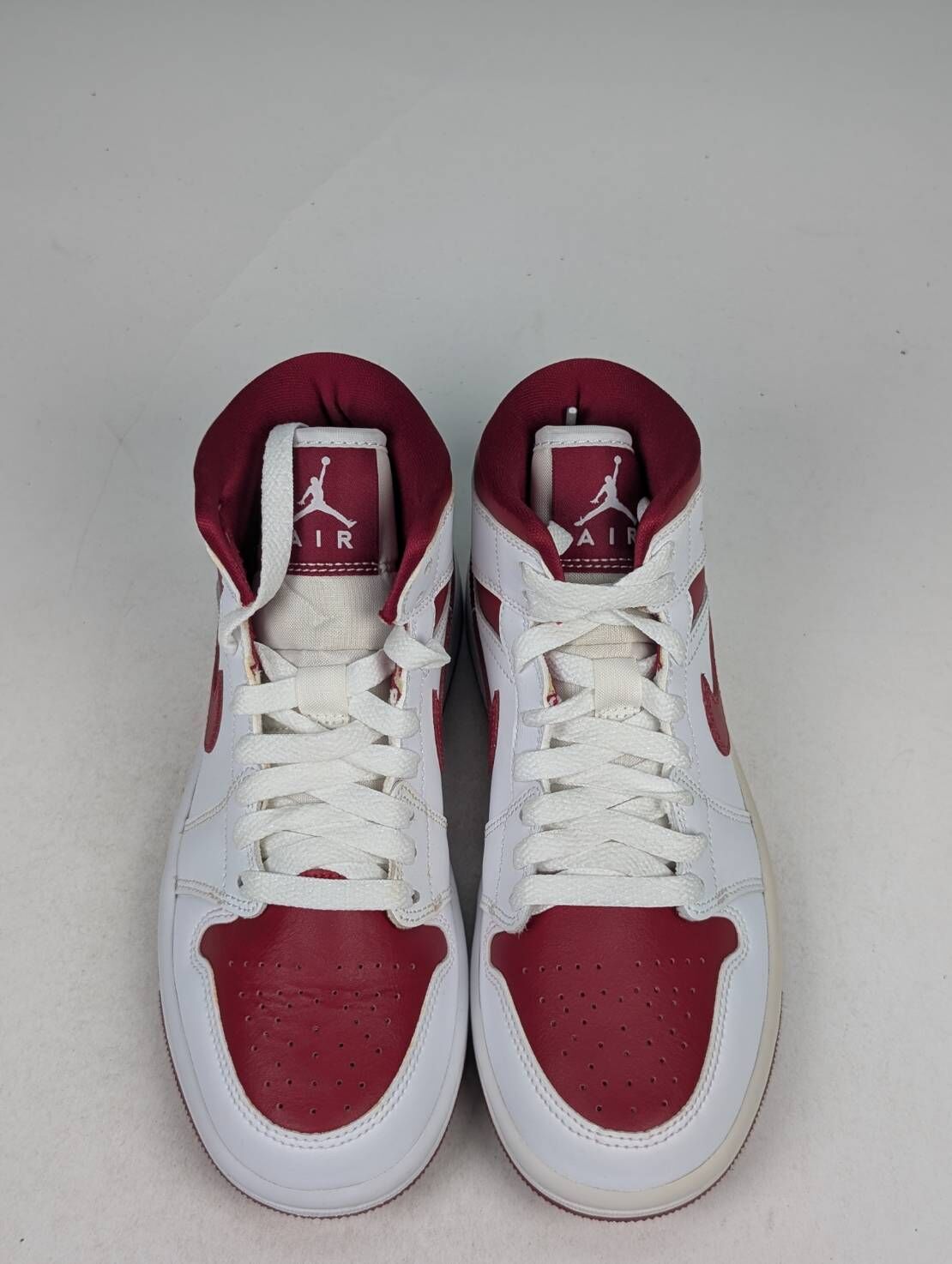 微瑕疵-左右腳內外側泛黃鞋帶色差 BQ6472-161 W5.5 Air Jordan 1 Mid " Pomegranate " 白紅 女款 男女段