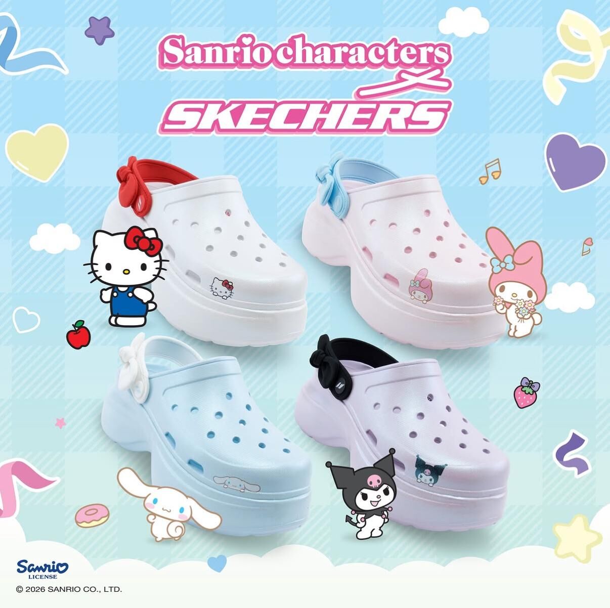Skechers聯乘Sanrio Foamies 厚底涼鞋