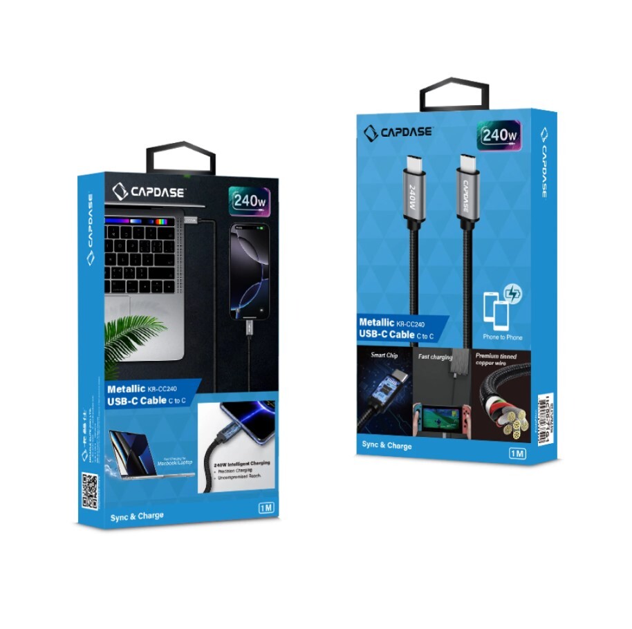 Capdase KR-CC240 Metallic 240W USB-C To C Cable 快充傳輸線 (50cm/1m/2m/3m) HC00-70G1/71G1/61G1/62G1