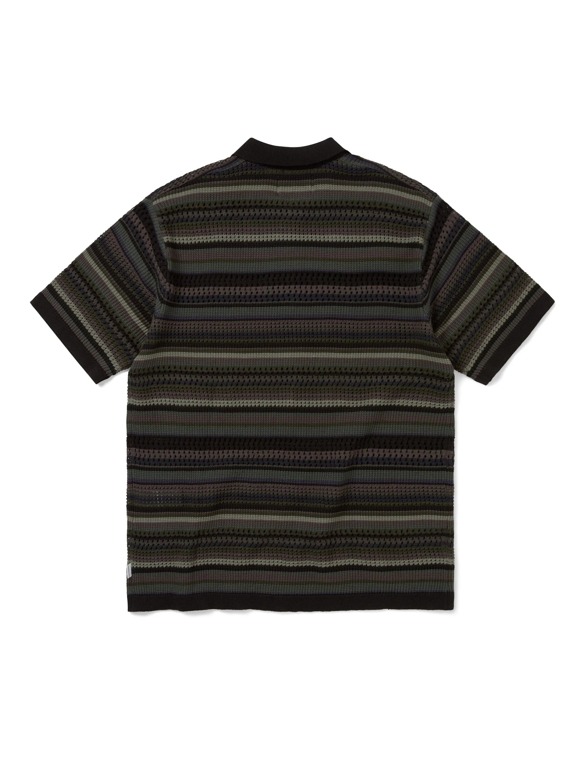 -(E2b01)-THISISNEVERTHAT STRIPED S/S KNLT POLO 條紋 短T 針織 POLO衫 黑色-TN261KKNPK04