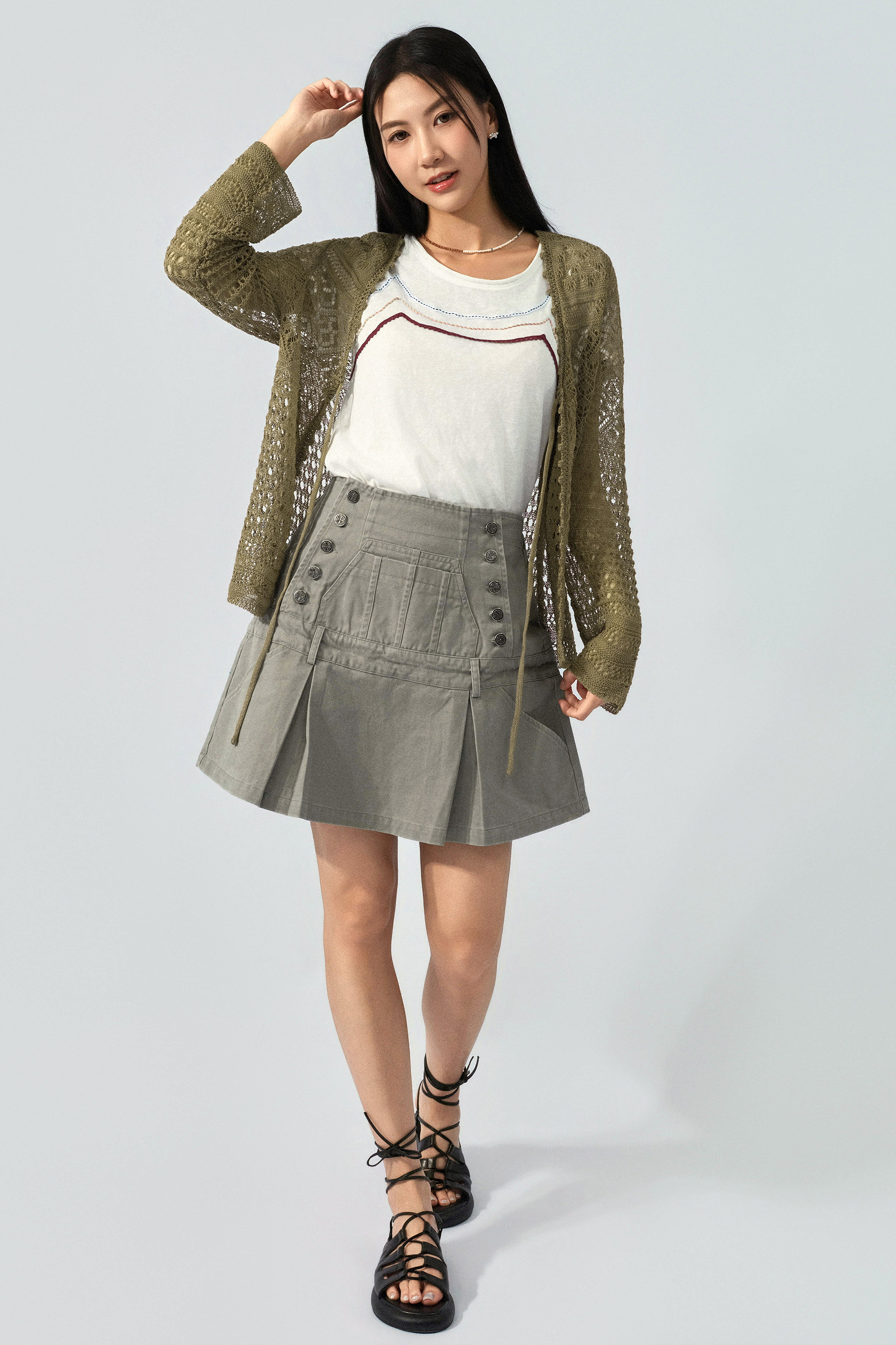 綁繩大通花乾爽針織cardigan（預購產品）