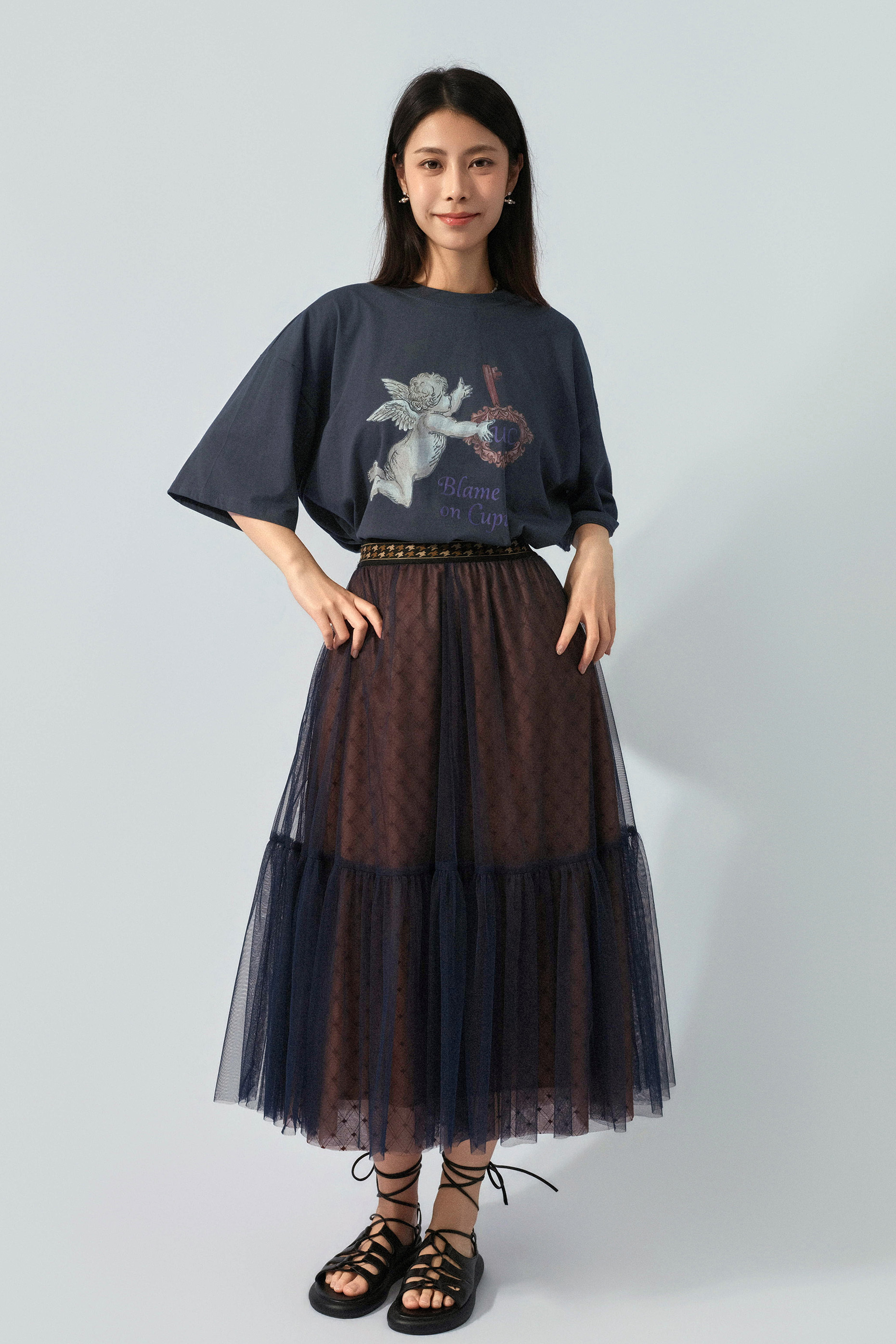 天使古董鎖匙印花tee (預購產品）