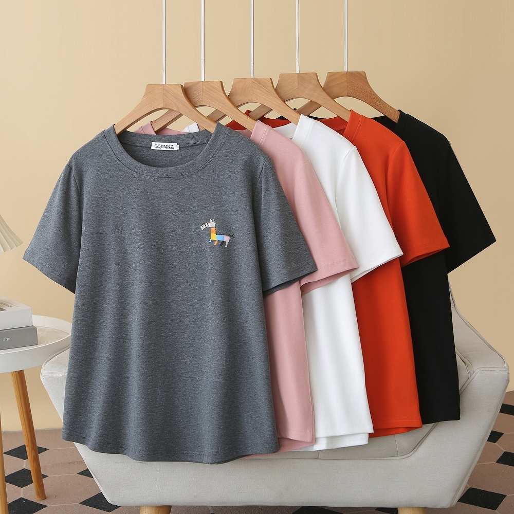 【ASister 小姊姊】AS2430#女裝｜中大尺碼上衣☆*可愛小馬*彈性T恤(5色 XL-4XL 075)