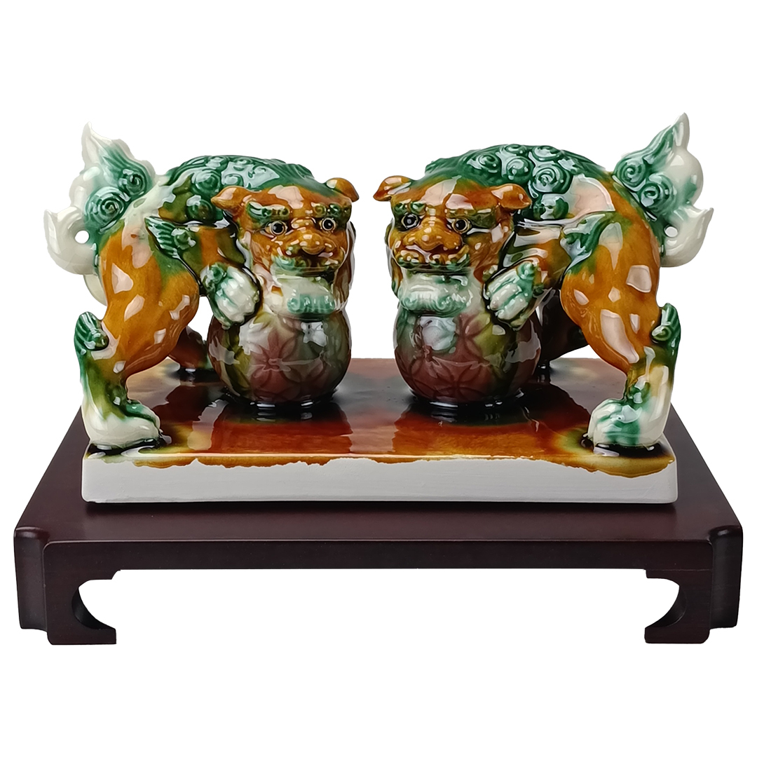 唐三彩祥獅獻瑞4寸｜吉祥瑞獸擺件 開運收藏送禮首選