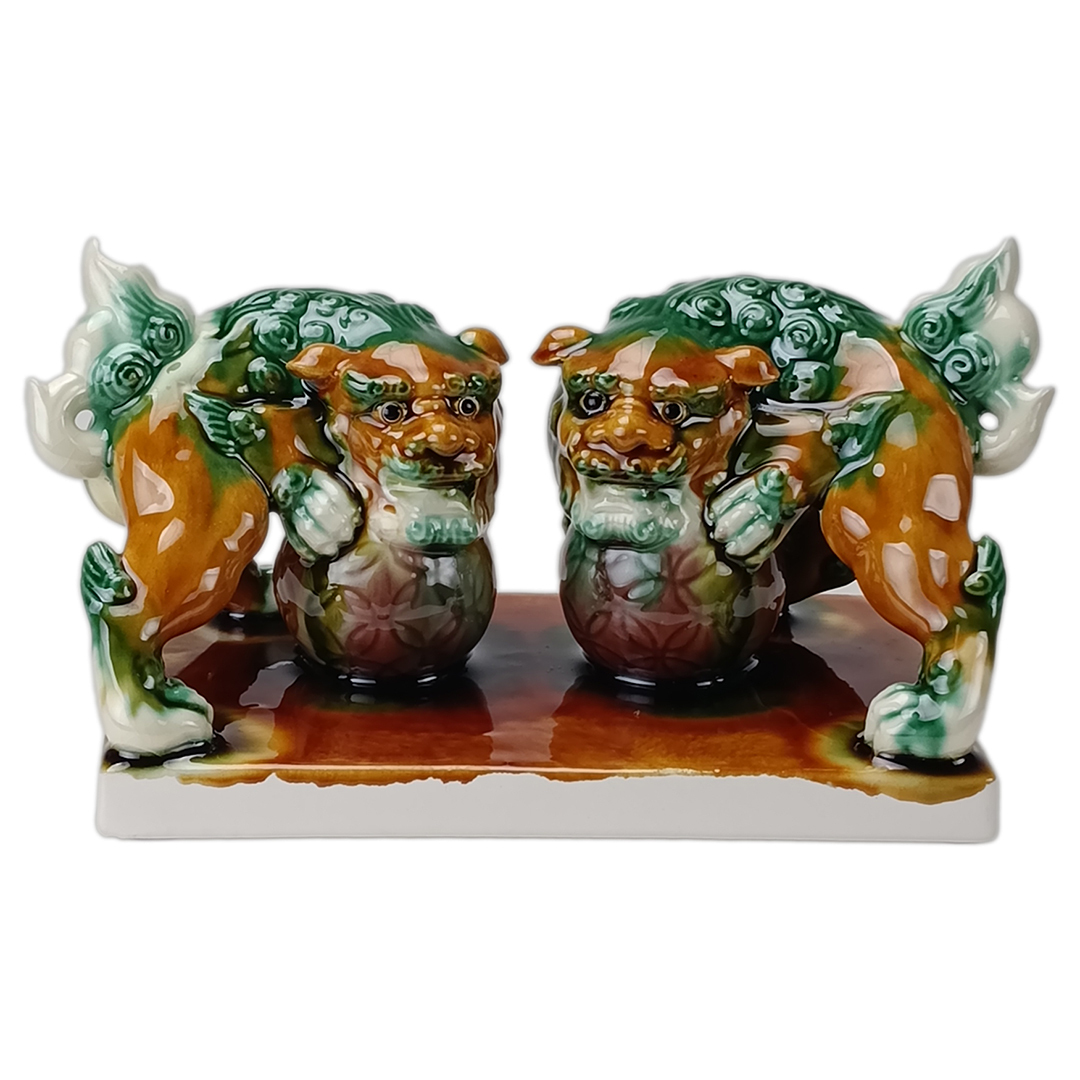 唐三彩祥獅獻瑞4寸｜吉祥瑞獸擺件 開運收藏送禮首選