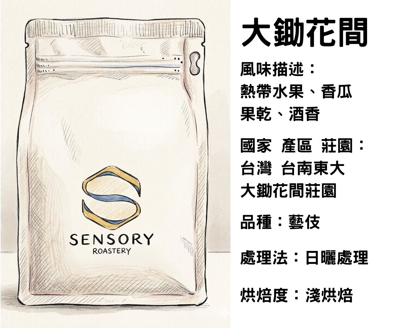 大鋤花間｜台灣｜淺焙｜日曬｜藝伎