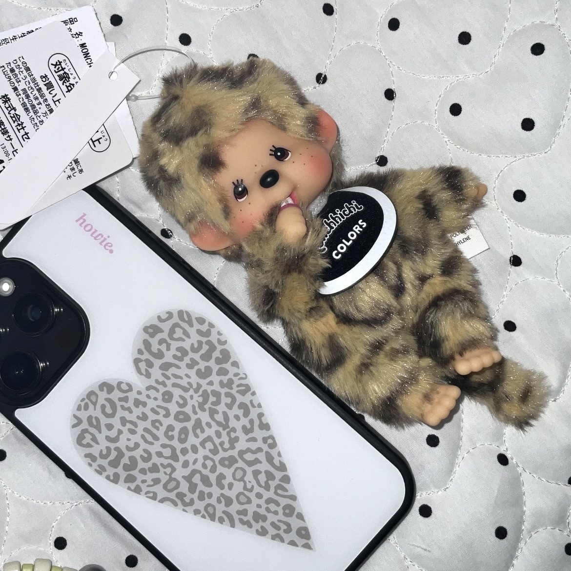 Monchhichi COLORS 蒙奇奇 豹紋 棕色 絨毛吊飾