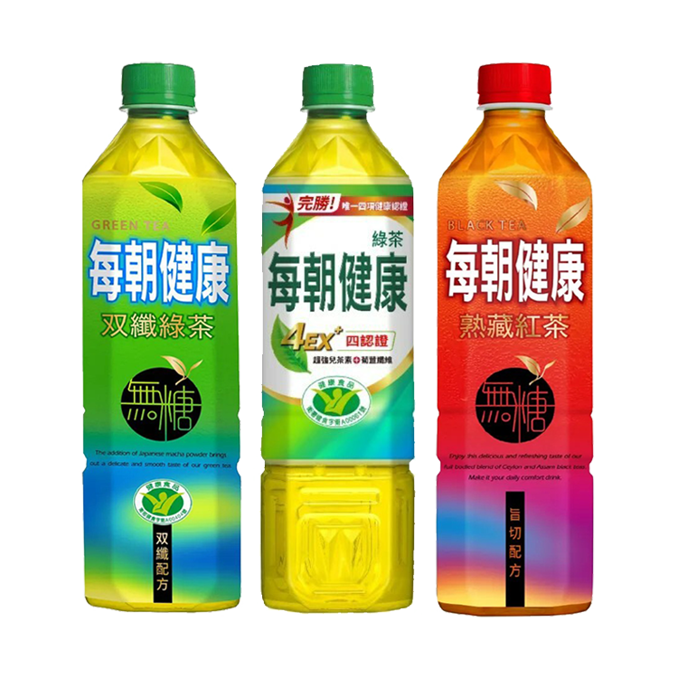 【每朝健康】雙纖綠茶/無糖綠茶/無糖紅茶650ml(4入/組)