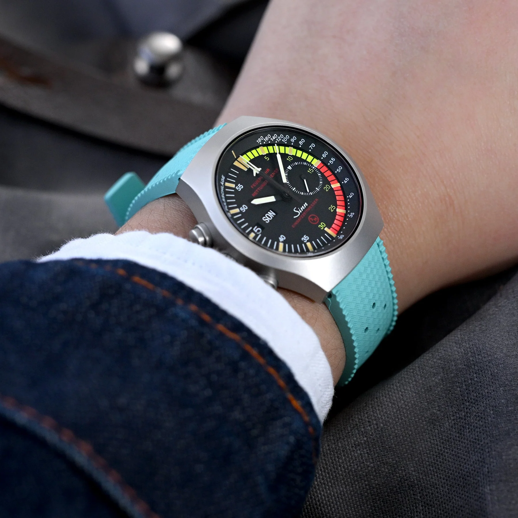 萬年鐘錶 - 太空人錶帶   Tropical Style 綠松色20MM熱帶錶帶橡膠快拆潛水款FKM橡膠錶帶 FKM05X-20A18PBU66