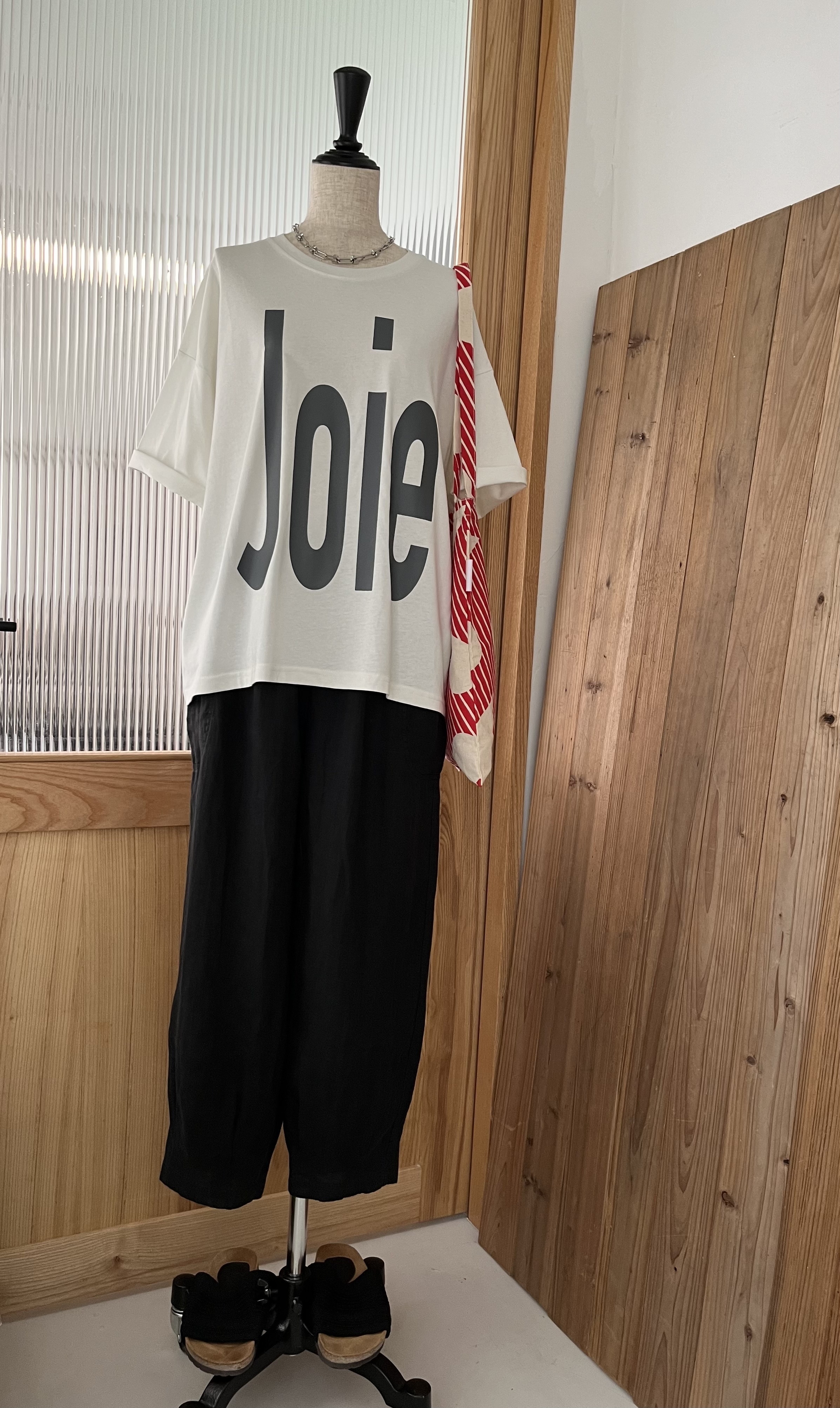 ⑨黑色麻質全橡筋褲