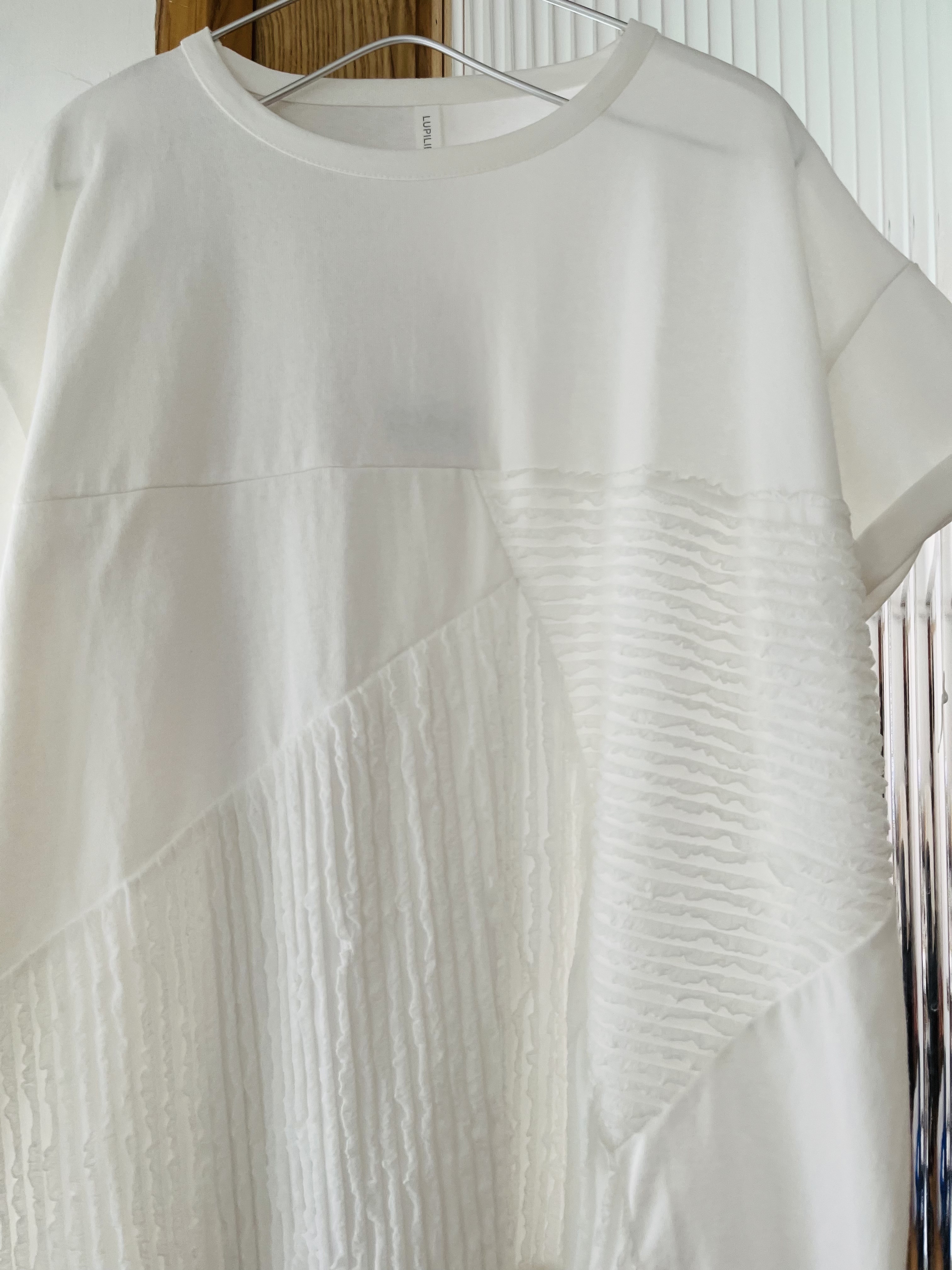 LUPILIEN白色拼布雪紡立體top