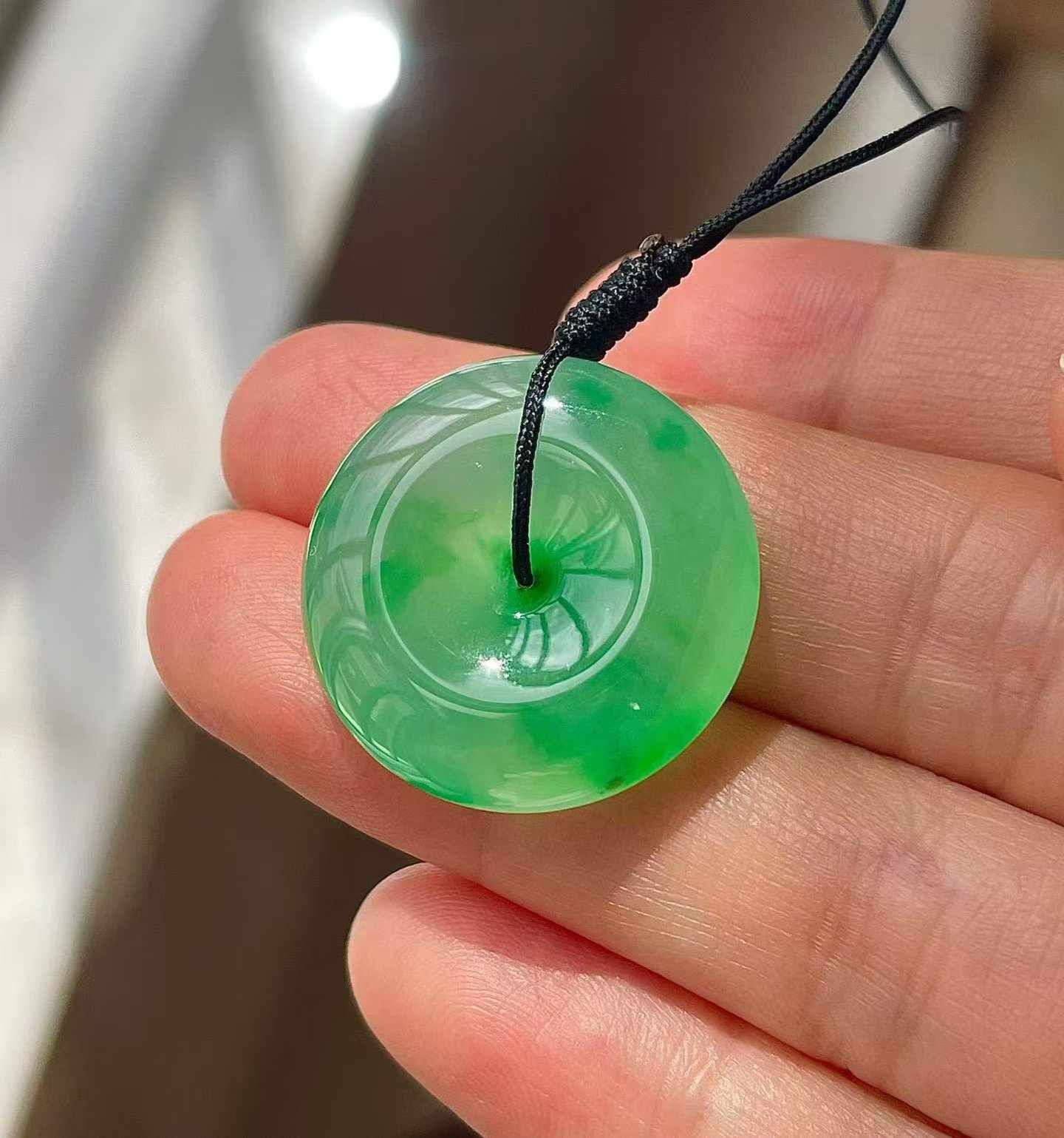 翡翠冰陽綠平安扣 (22.3mm直徑),天然翡翠A玉, 緬甸玉, Jade, Jadeite