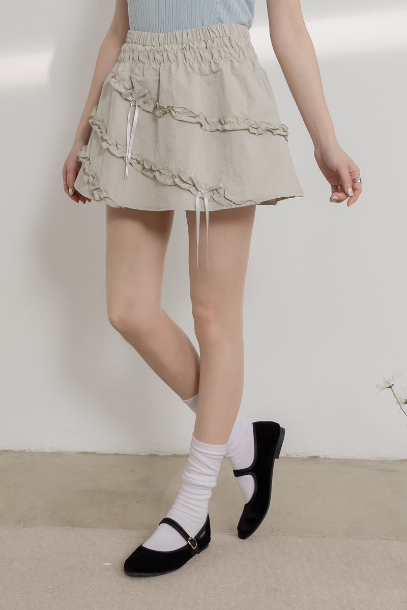 造型荷葉邊蝴蝶結短裙