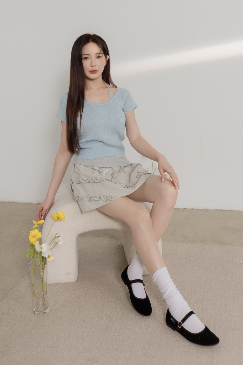 造型荷葉邊蝴蝶結短裙