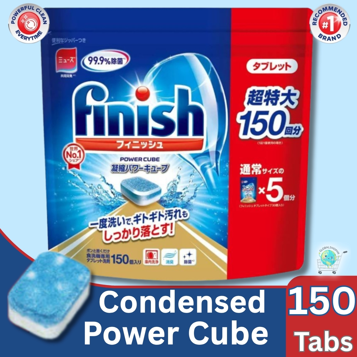 Finish - Condensed Power Cube Dishwasher Detergent Tablets, 150 Tablets