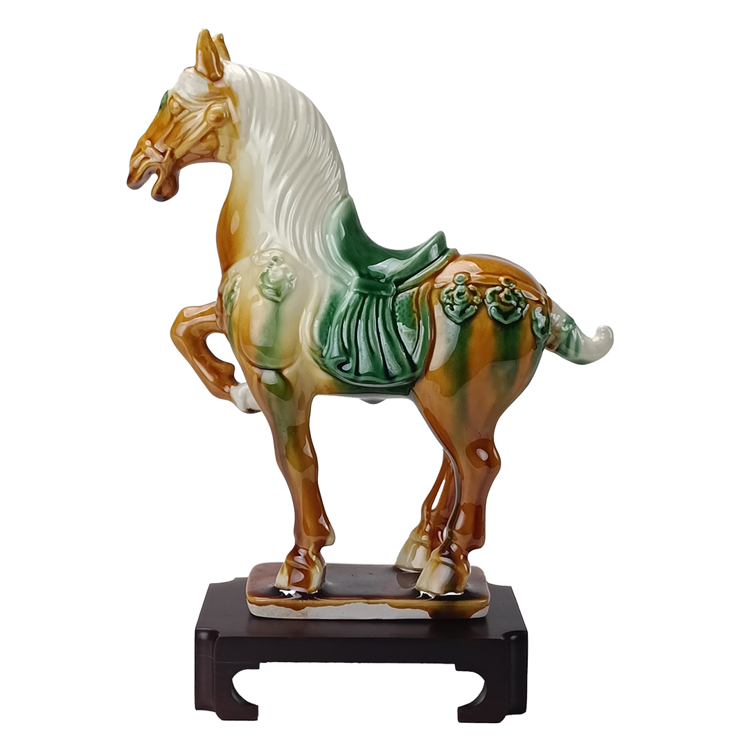 唐三彩9寸馬到成功｜多彩釉藝術擺件 開運收藏送禮首選