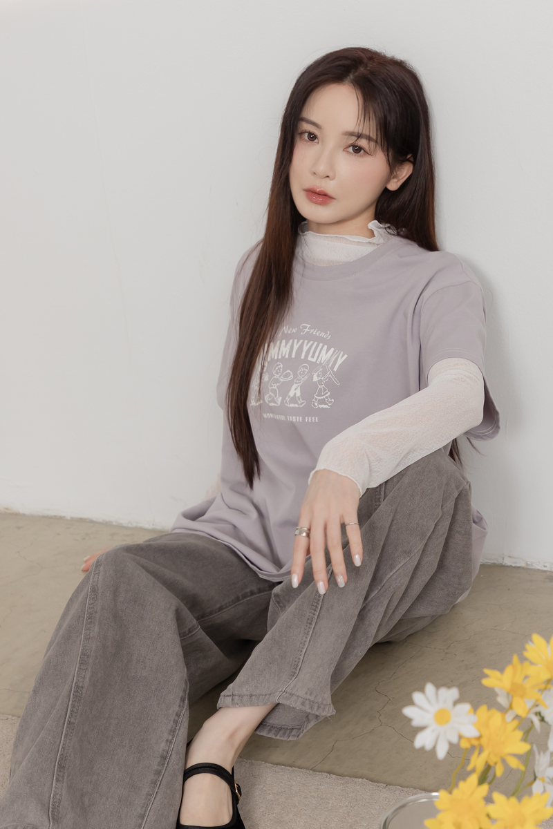 造型剪裁高腰牛仔寬褲