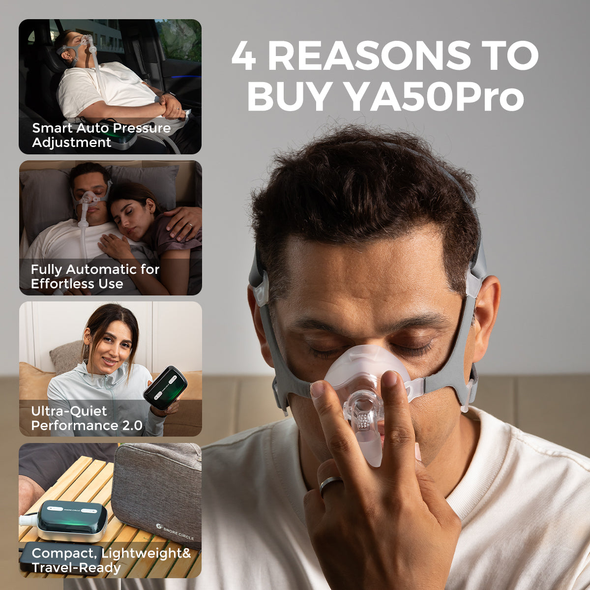 SNORE CIRCLE YA50 Pro 智能監察便攜自動睡眠呼吸機｜改善打鼾與睡眠品質