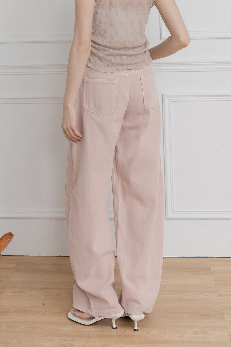 造型剪裁高腰牛仔寬褲