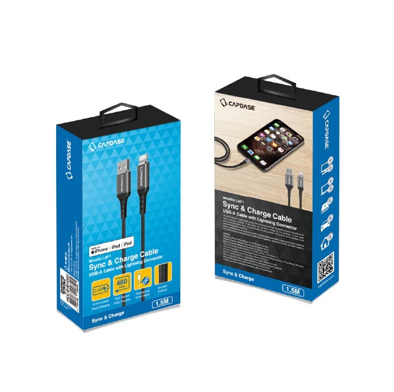 CAPDASE METALLIC 2.4A USB-A 轉 MFI 線 (1.5 公尺) #HCCB-M10G1