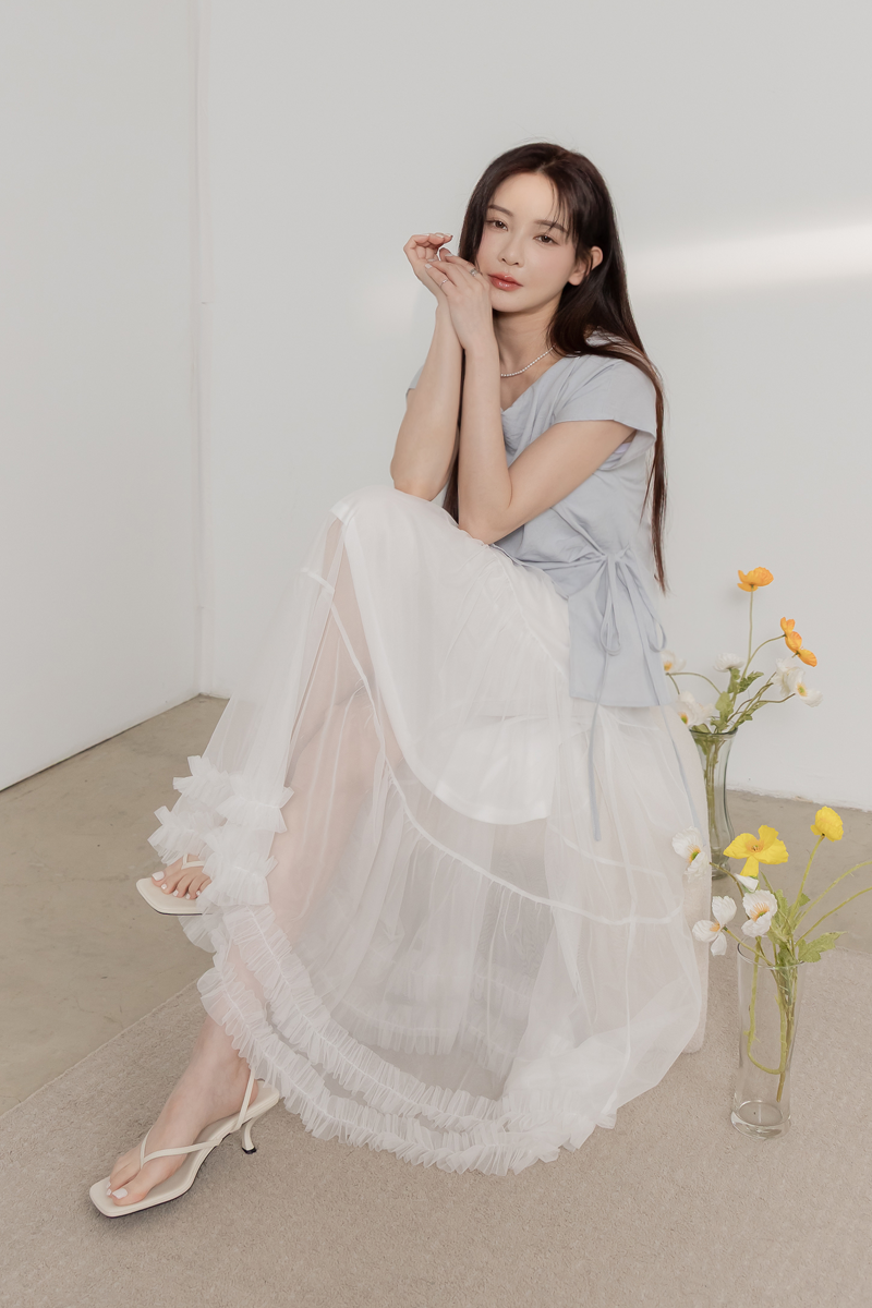 荷葉滾邊網紗蛋糕裙