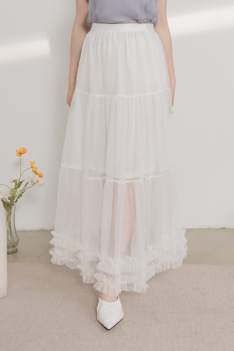 荷葉滾邊網紗蛋糕裙