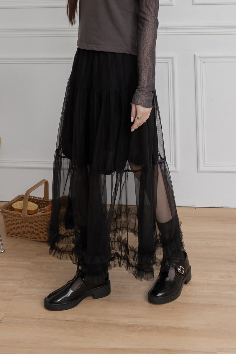 荷葉滾邊網紗蛋糕裙