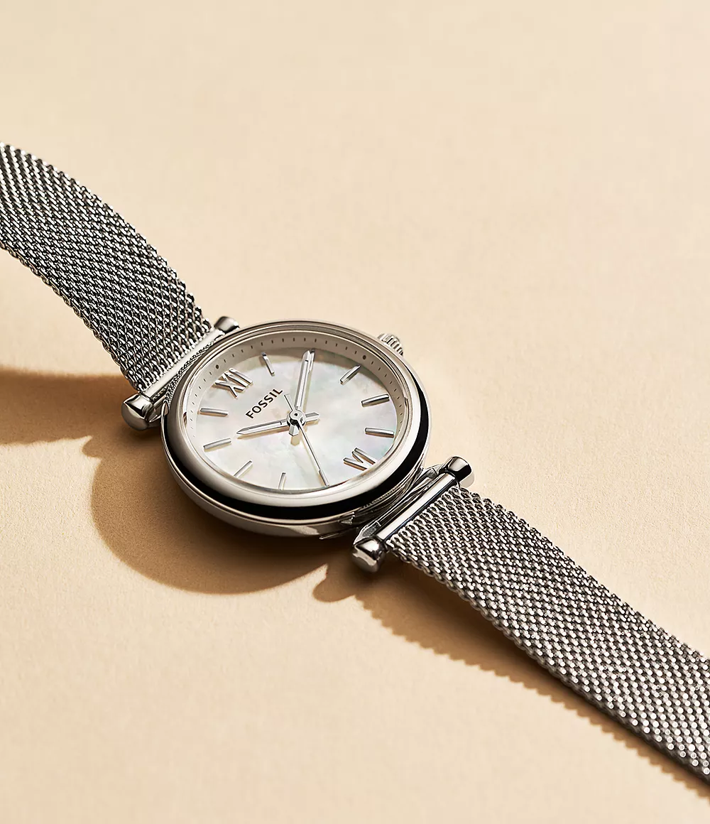 萬年鐘錶 - Fossil  珍珠貝錶盤的米蘭帶錶帶女錶 ES4432 錶徑28MM
