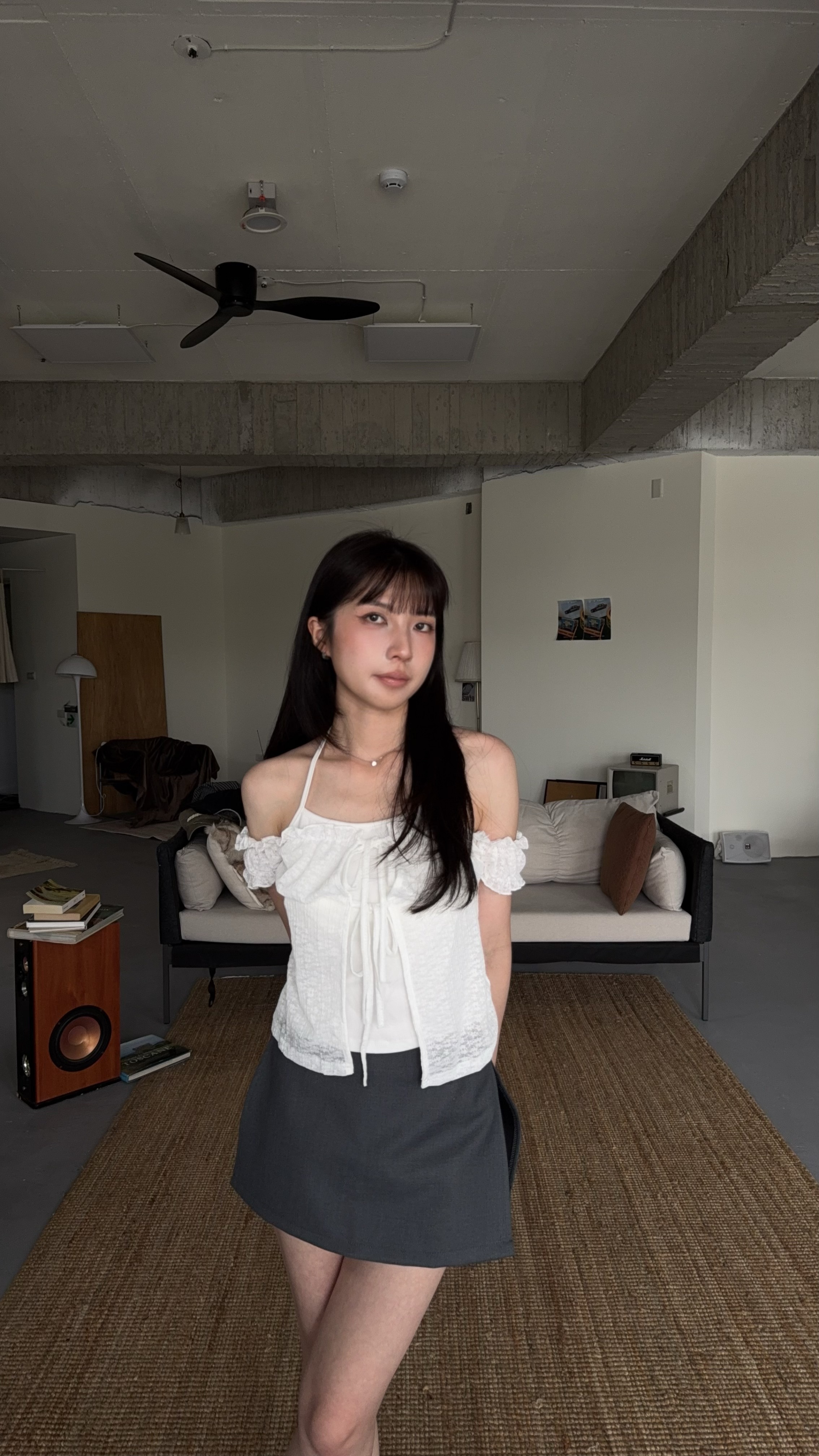 堤花蕾絲雙綁結上衣