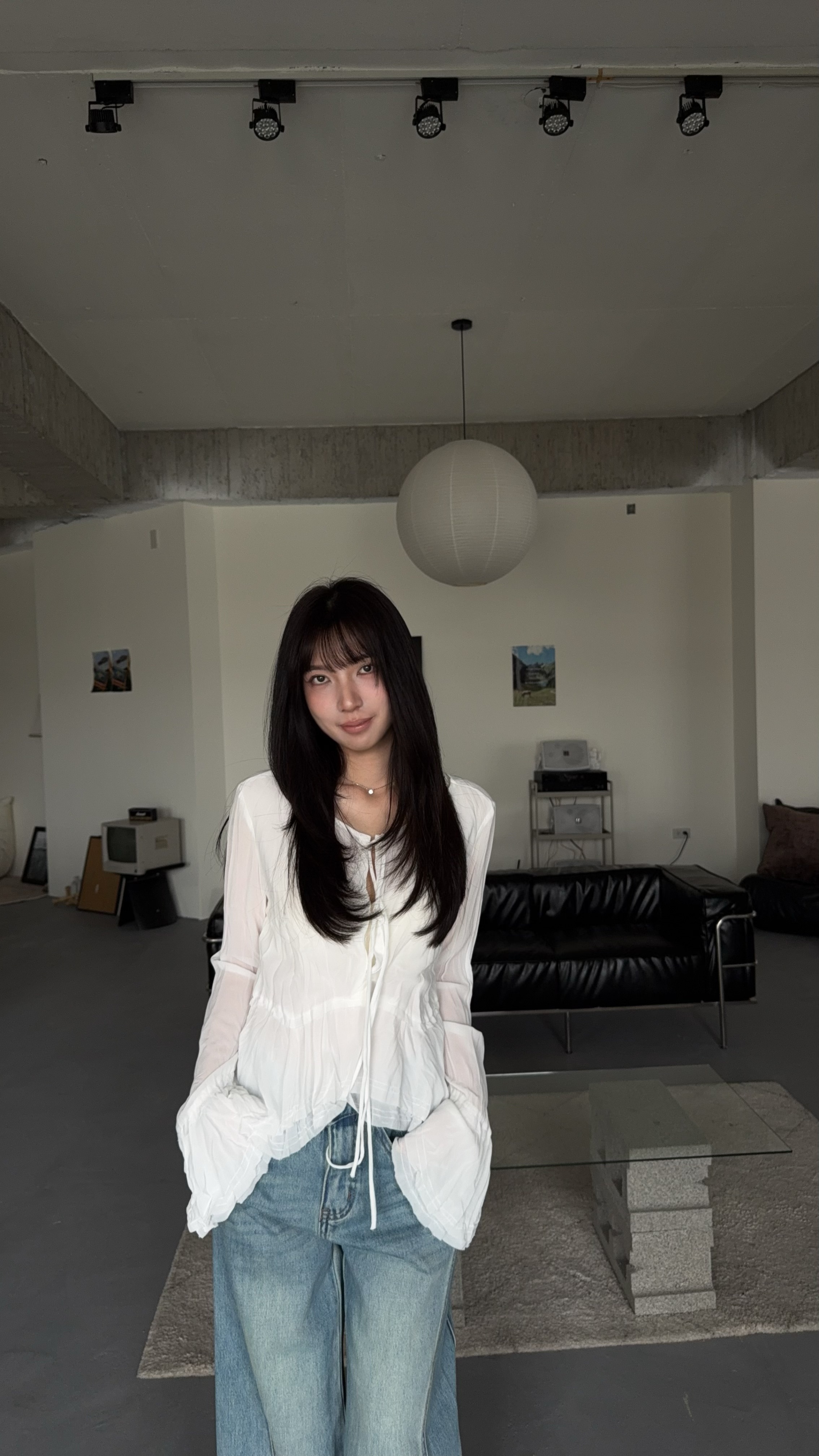 仙女光環-壓折雪紡裙擺收腰上衣