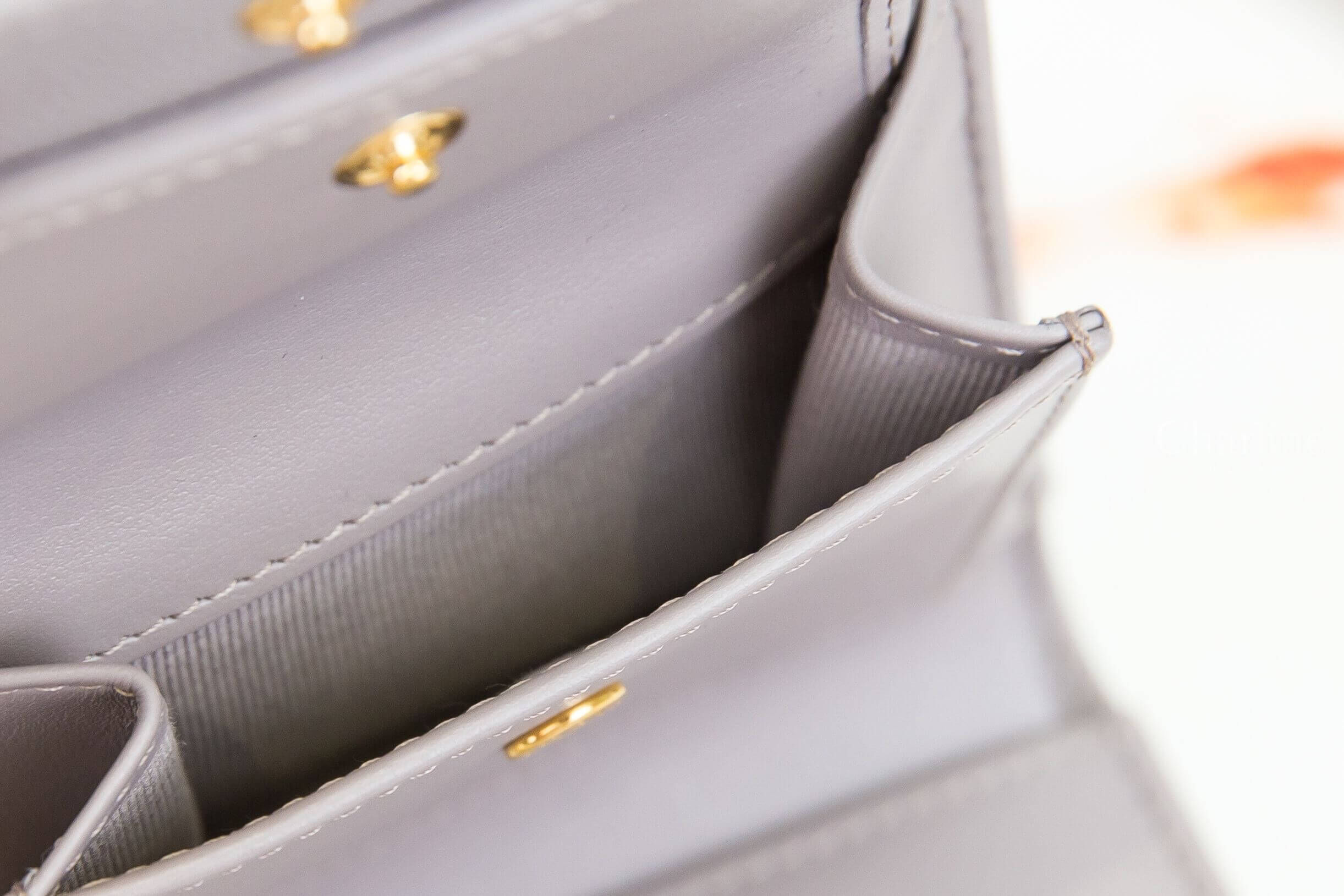 Chanel Small Double Wallet 灰色扭轉交織水鑽點綴金CC荔枝菱格紋三折短夾-Charline Boutique 精品代購