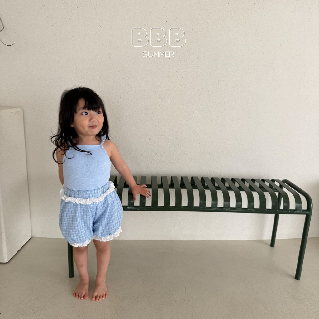 正韓夏bella_bambina 藍格子花邊褲