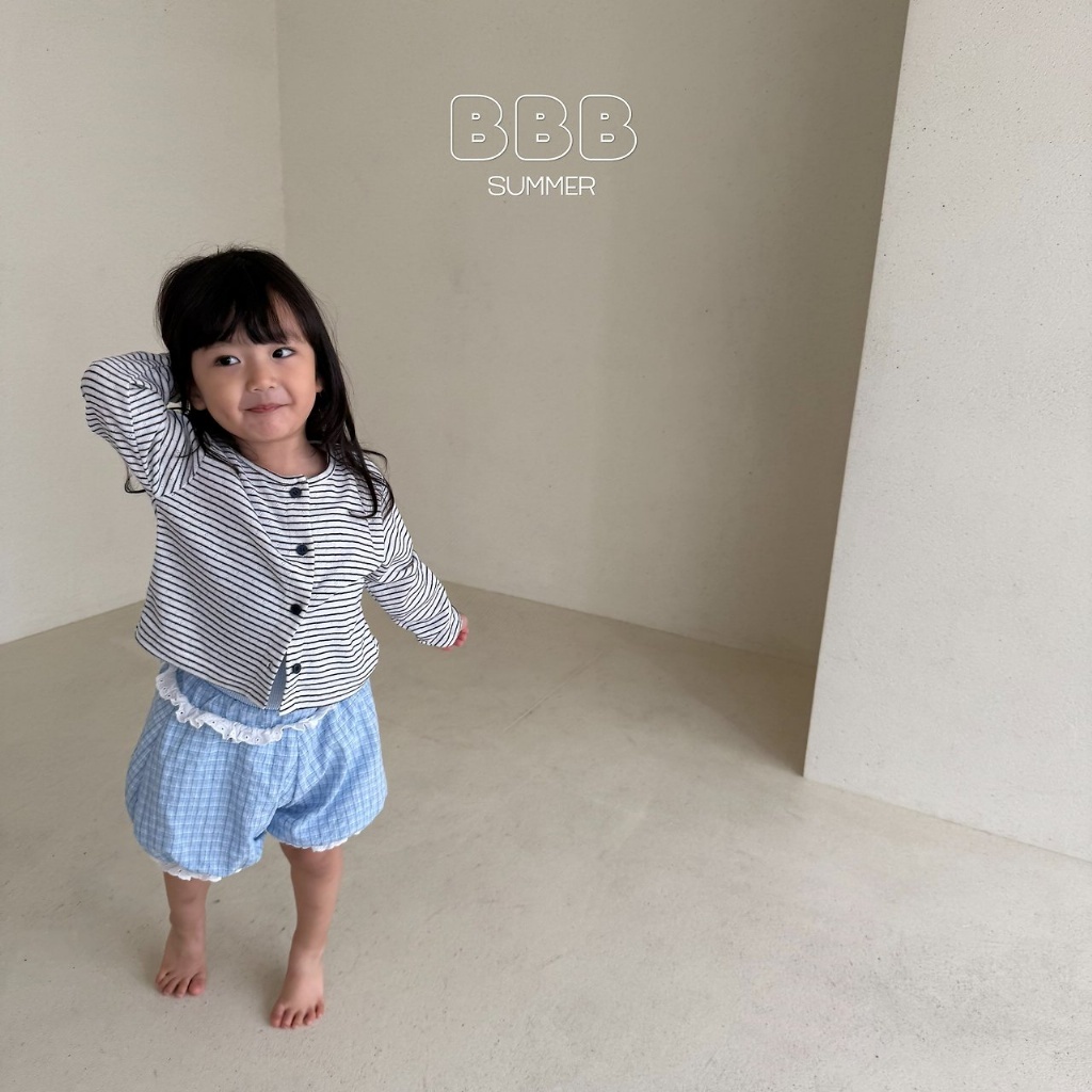 正韓夏bella_bambina 藍格子花邊褲