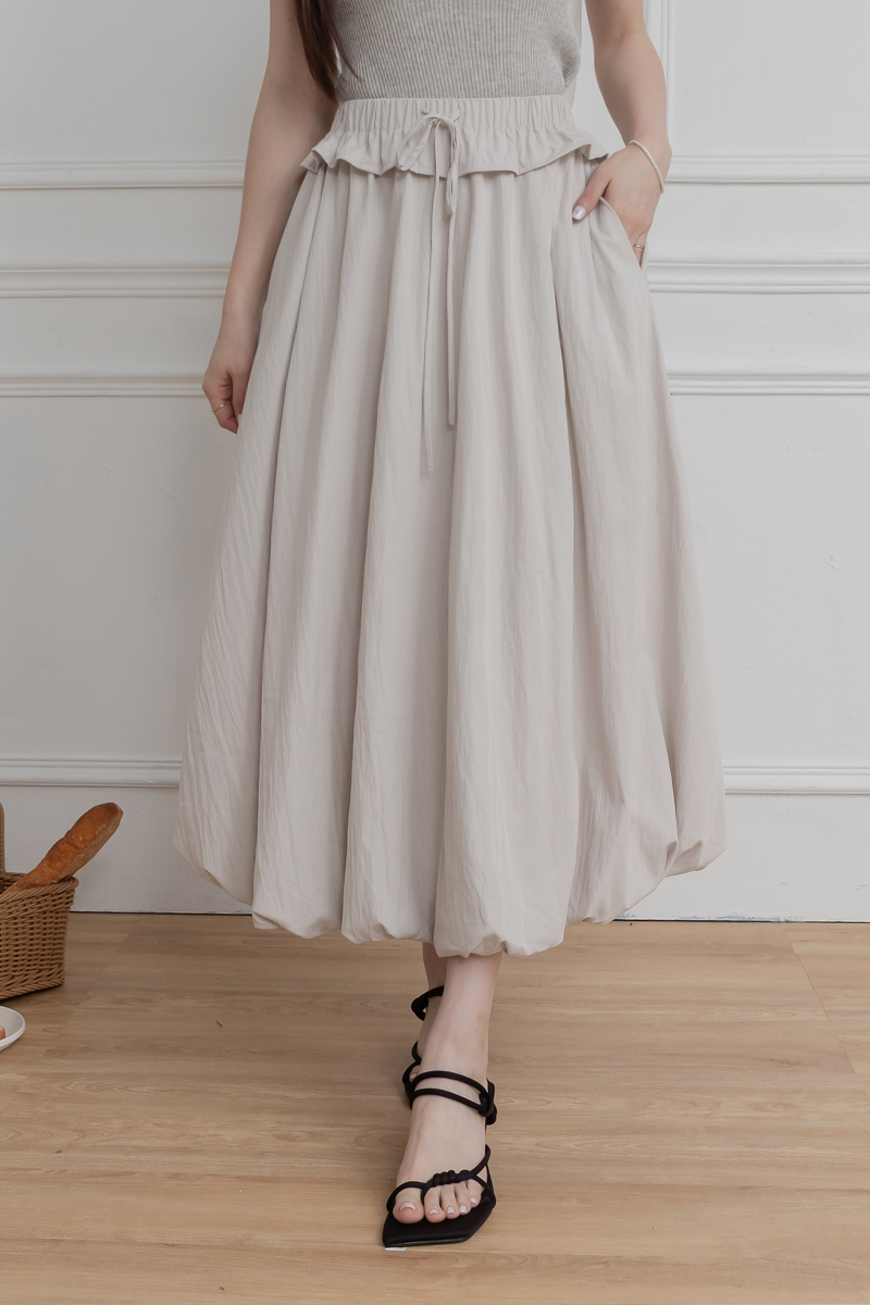 腰抽繩燈籠裙
