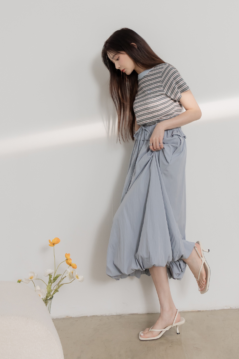 腰抽繩燈籠裙