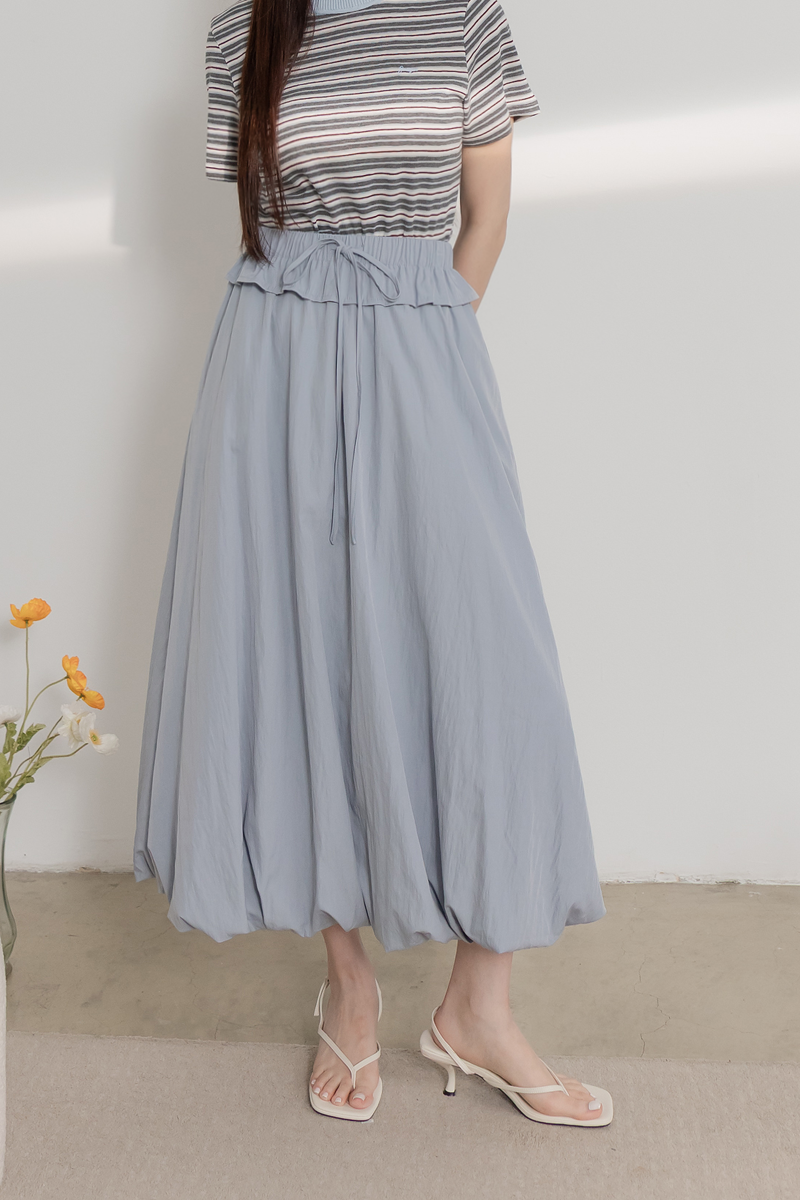 腰抽繩燈籠裙