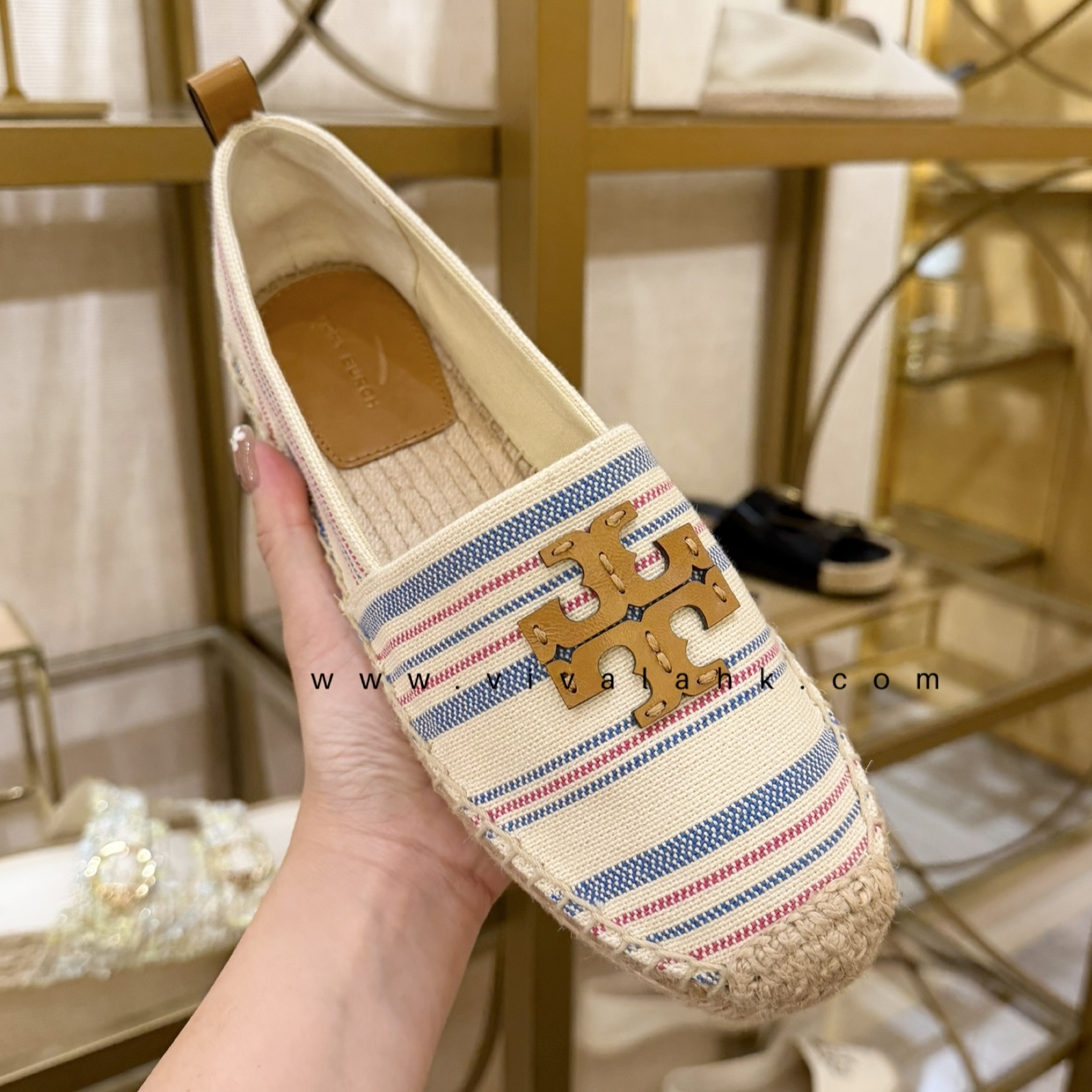 Tory Burch - 橫間繡線 Logo 布款草鞋 (181314)