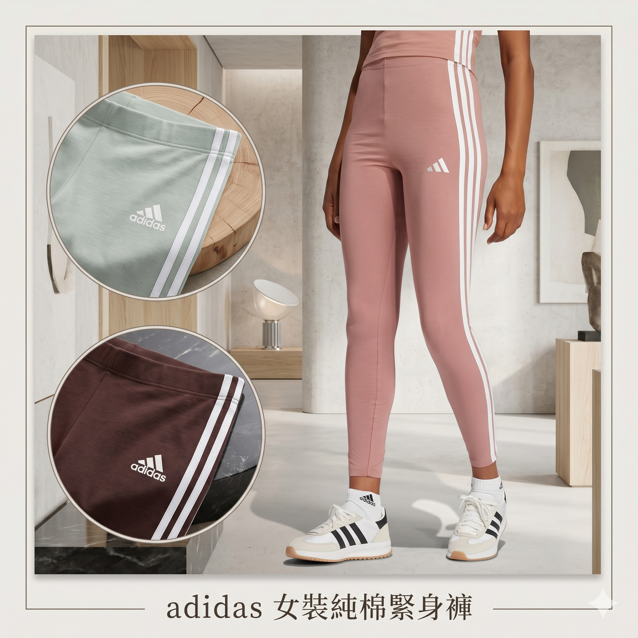 【預購】H042930 adidas 女裝純棉緊身褲