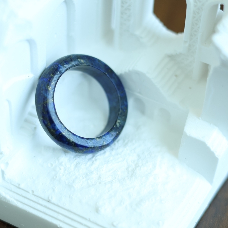 天然石水晶戒指 青金石