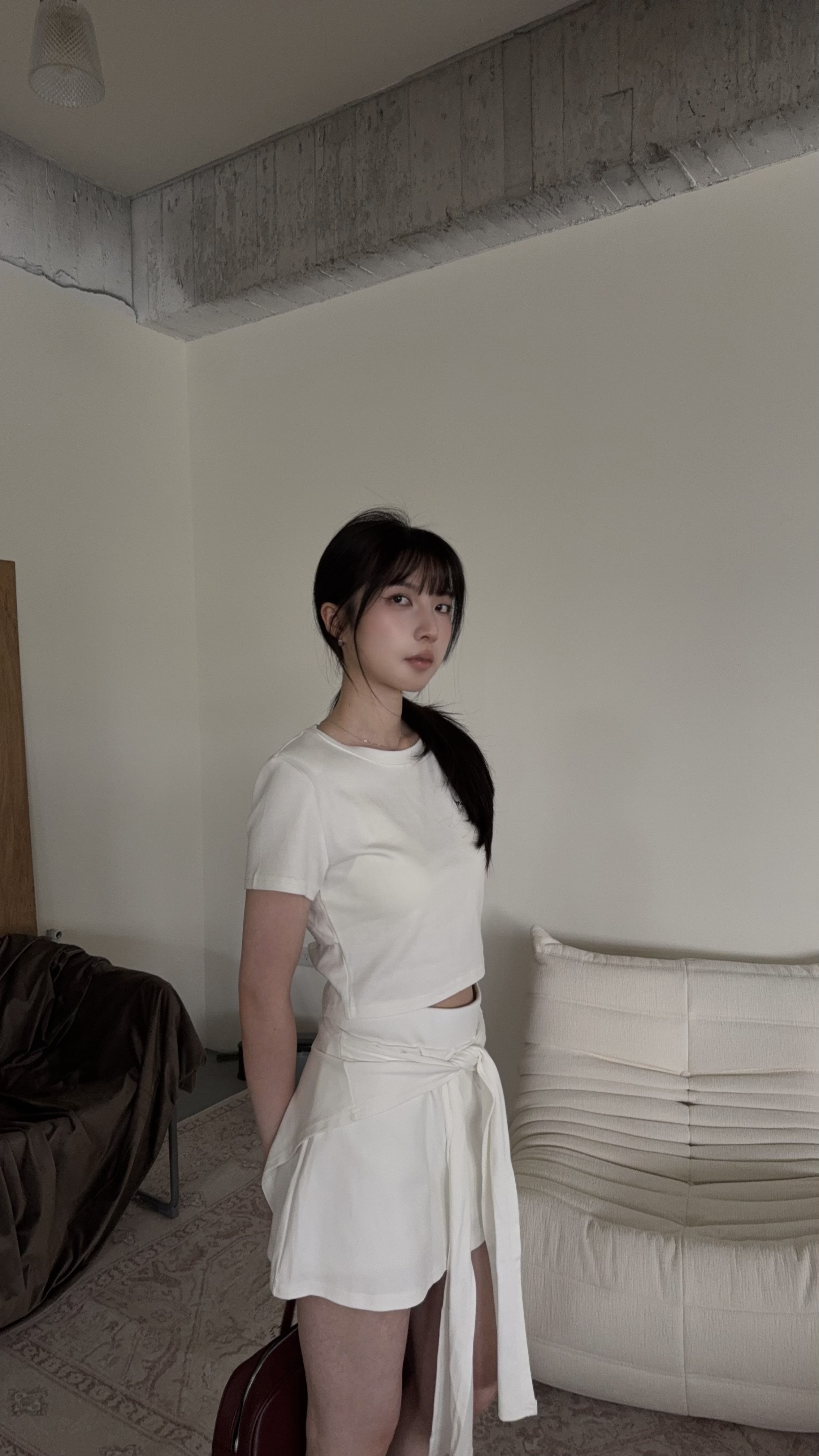 溫柔設計減齡-刺繡休閒套裝(附披肩)