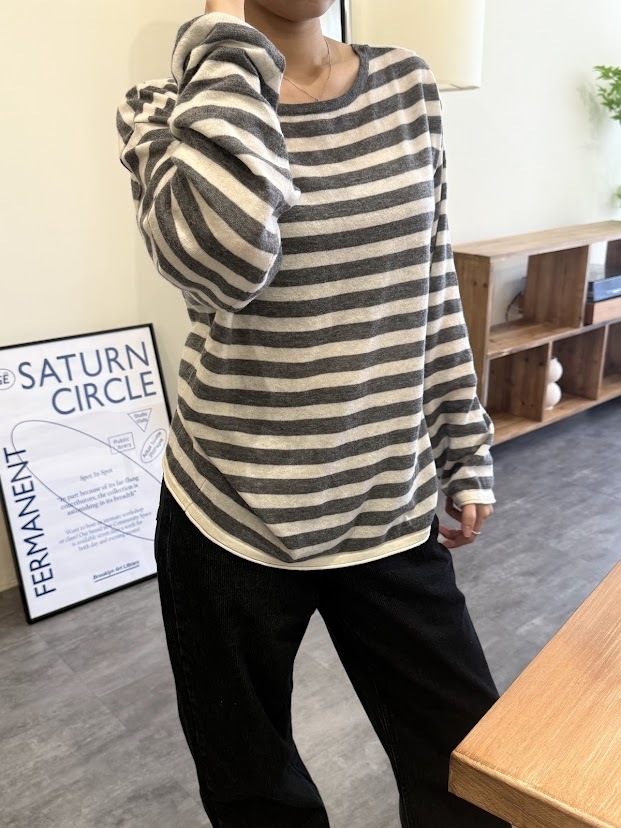 A14羊毛100%條紋美背上衣